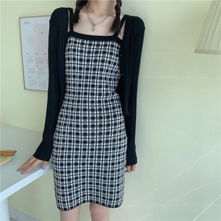 🔥🔥(พร้อมส่ง)🔥🔥เดรสไหมพรม ลายสก๊อต No.168