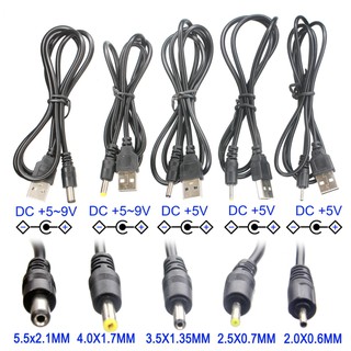 พอร์ต USB 2.0*0.6มม.2.5*0.7มม.3.5*1.35มม.4.0*1.7มม.5.5*2.1มม.5V DC Barrel Jack Power Cable Connector