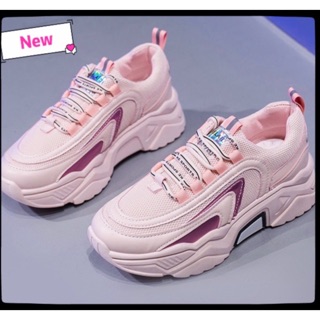 สินค้า MARIAN รองเท้าผ้าใบ<รุ่นใหม่มาแรง >รองเท้าแฟชั่น รองเท้าผ้าใบผู้หญิง เสริมส้น 5 ซม. สีขาว ดำ ชมพู พร้อมส่ง NO.A0225