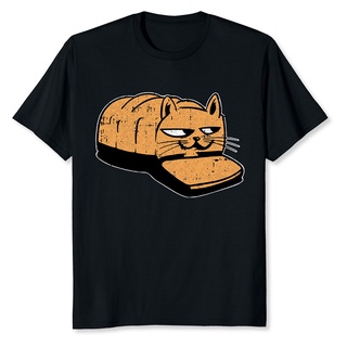 เสื้อยืดผู้ชาย90 Tee เสื้อคู่ - กราฟิกทีพิมพ์รูปแบบตลกแมวก้อนขี้เกียจตลกขนมปังลูกแมวคิตตี้ Tshirt