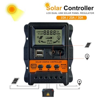 Solar charger โซล่าชาร์จเจอร์ ควบคุมการชาร์จ 10-30A PWM หน้าจอ LCD อุปกรณ์ควบคุมการเก็บประจุพลังงานแสงอาทิตย์ BWS