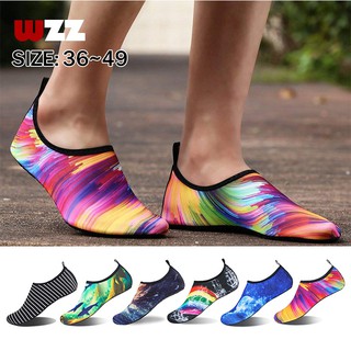 สินค้า WZZ รองเท้าดำน้ำผู้ชายและผู้หญิงรองเท้าว่ายน้ำรองเท้าชายหาดลื่น 36-49