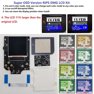 Restro Pixel Super OSD Version RIPS LCD High Brightness iPS Backlight Kit For GameBoy DMG GB DMG Console GB DMG IPS LC00