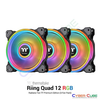 Thermaltake ( CL-F088-PL12SW-A ) Riing Quad 12 RGB Radiator Fan TT Premium Edition (3-Fan Pack) ( พัดลมเคส / CASE FAN )