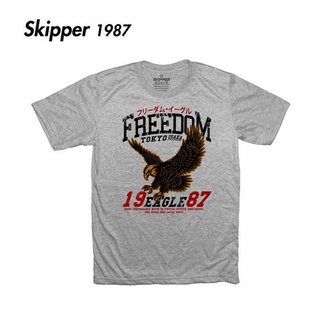skipper1987 เสื้อยืดสีเทา สกรีนลาย eagle freedom 1987