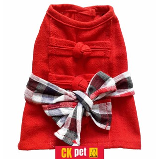 สินค้า เสื้อหมา เสื้อแมว ชุดหมา ชุดแมว แบบชุดล้านนา (สีแดง ชุดเสื้อ)