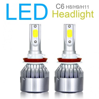 หลอดไฟหน้ารถยนต์ h 8/h9/h11 c 6 10800 lm 6000 k 120 w cob led 2 ชิ้น