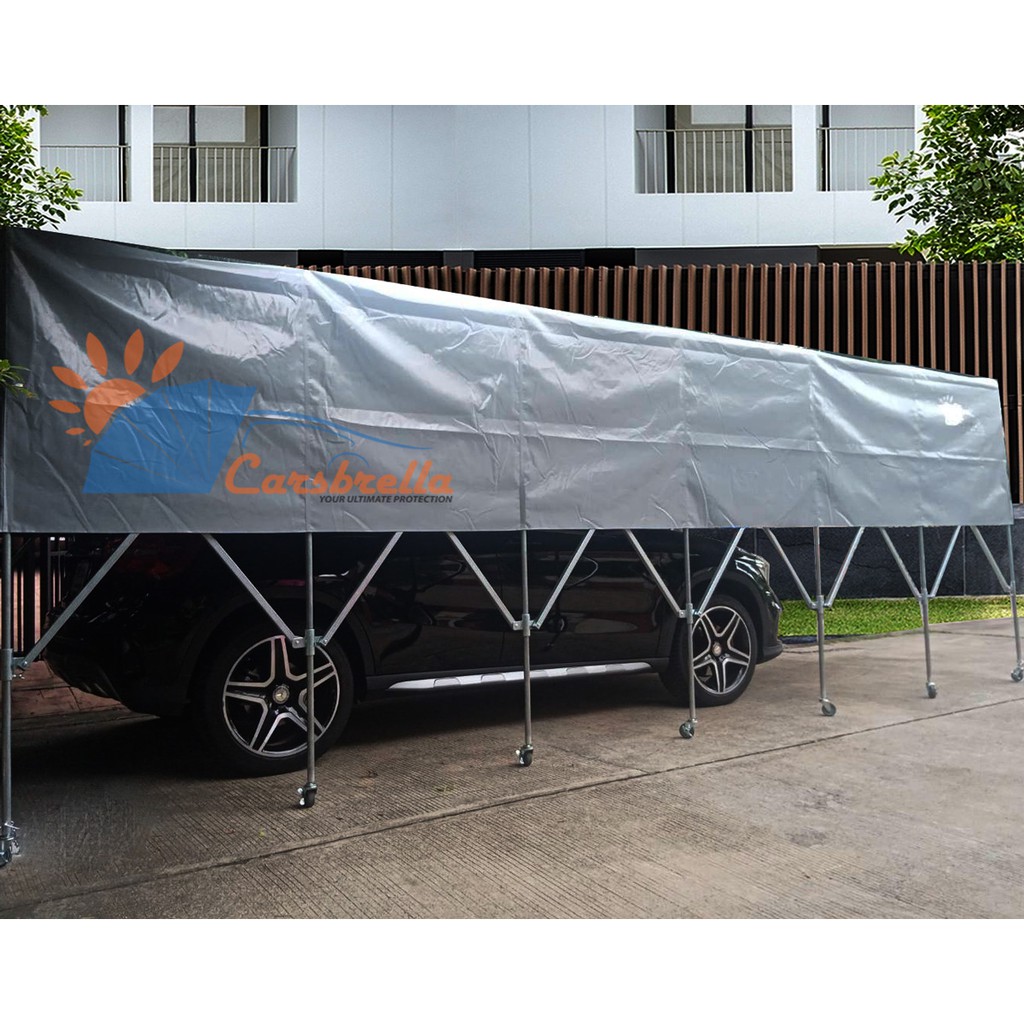 โรงจอดรถพับได้-เต็นท์จอดรถพับได้-carsbrella-รุ่น-sunshine-a-สามารถ-ยืด-หด-พับ-เก็บ-ได้-รับประกัน1ปี