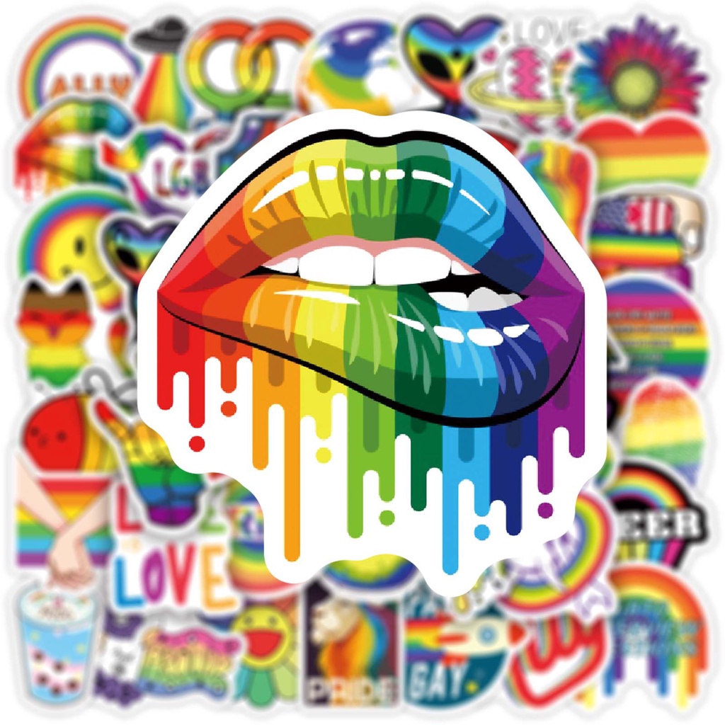 ภาพสินค้าสติกเกอร์ สติกเกอร์สายรุ้ง สติกเกอร์ลอกง่าย เรนโบว์ สายรุ้ง ลอกง่าย 50 ชิ้น Rainbow LGBT PRIDE Sticker easy to remove จากร้าน rainbowrepublic บน Shopee ภาพที่ 1