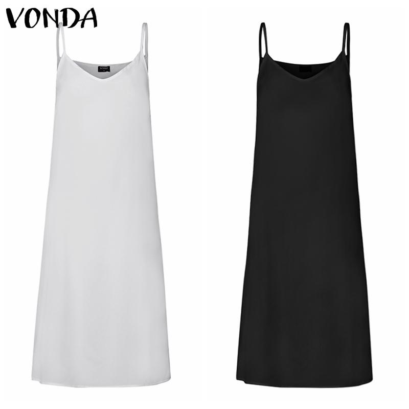 สินค้า VONDA ชุดเดรสสายเดี่ยว กระโปรงยาว สไตล์ลำลอง ฤดูร้อน แบบเรียบ สำหรับผู้หญิง