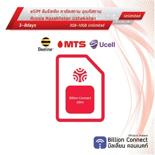 eSIM Russia Kazakhstan Uzbekistan Sim Card 3-10GB Unlimited : ซิมรัสเซีย อุเบกิสถาน คาซัคสถาน 3-8วันซิมต่างประเทศ BC