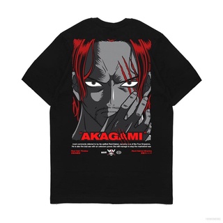 เสื้อยืดผ้าฝ้ายพิมพ์ลาย Ag เสื้อยืดแขนสั้นลําลอง ทรงหลวม พิมพ์ลายอนิเมะ One Piece SHANKS แฟชั่นสําหรับผู้ชาย