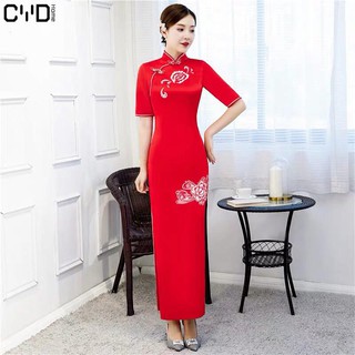 จีนชุดเจ้าสาว Toast เสื้อผ้าผู้หญิงเซ็กซี่สีแดงลูกไม้ Cheongsam OVERSIZE Slim Qipao ดอกไม้ PARTY Robe ชุด