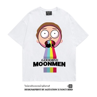 เสื้อยืดสีขาว●อะนิเมะ rickmorty Rick และ Morty American Heavy หลวมขนาดใหญ่ขนาดใหญ่แขนสั้นเสื้อยืดผู้ชายฤดูร้อนS-4XL