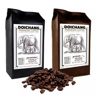 Doi Chang Premium Coffee Professional เมล็ดกาแฟดอยช้าง อาราบิก้า คั่วเข้ม+คั่วกลาง (1ถุง+1ถุง รวม 500g.)