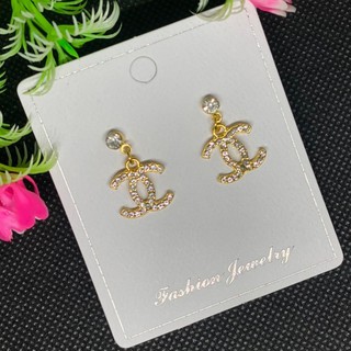 ต่างหูแฟชั่น Channels stud earrings 14mm 1 คู่