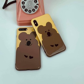 XSMAX iPhone case เคสนิ่ม เนื้อซิลิโคน for iPhone X XS MAX XR  7+ 8PLUS full cover case หมีน้ำตาลพื้นเหลือง