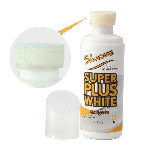 ภาพหน้าปกสินค้าหมดปัญหาพื้นเหลือง Super Plus White Shucare ซุปเปอร์พลัสสีขาว น้ำยาขจัดคราบรองเท้าสีขาว 100ML. น้ำยาแก้พื้นเหลือง