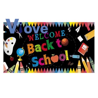 แบนเนอร์ Welcome Back to School Banner, First Day of School Backdrop Banner, Welcome Back to School Party Decorations Supplies