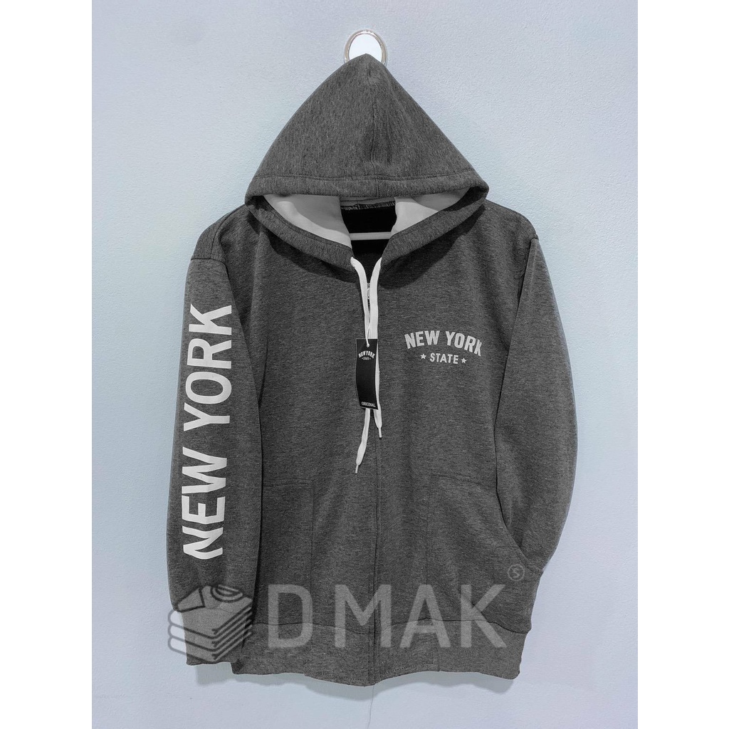 เสื้อฮู้ดแขนยาว เสื้อแขนยาว NEW YORK ของแท้(สกีนแขน) รุ่น A สีกากี เทาเข้ม ดำ กรม เขียว แดง ชมพู ม่วง