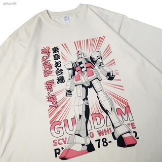 เตรียมจัดส่ง☎✖แคปซูลฤดูร้อน Anime Mobile Suit Gundam 250 Heavy Cotton ขนาดใหญ่รอบคอ Retro พิมพ์การ์ตูน T-ShirtS-5XL