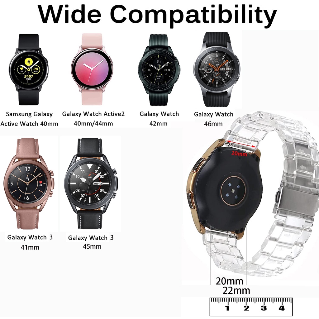 ราคาและรีวิว20 มม. 22 มม. สายเรซิ่นใสสำหรับ Samsung Galaxy นาฬิกา 3 4 Watch3 นาฬิกา 4 คลาสสิก Active 2 Gear S3 S4 กีฬาเปลี่ยนสายรัดข้อมือสร้อยข้อมือ