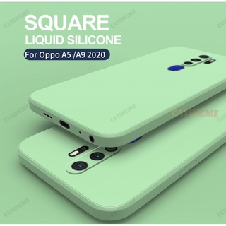 เคสโทรศัพท์มือถือ ซิลิโคนนิ่ม ทรงสี่เหลี่ยม สีพื้น สําหรับ OPPO A9 A5 2020 A9 A5 A 9 5 2020