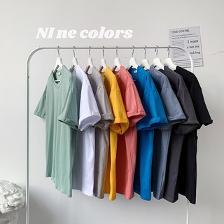 สีทึบแขนสั้นTเสื้อผู้ชายและผู้หญิงสไตล์ฮ่องกงผ้าฝ้ายแขนสั้นฤดูร้อนขนาดใหญ่