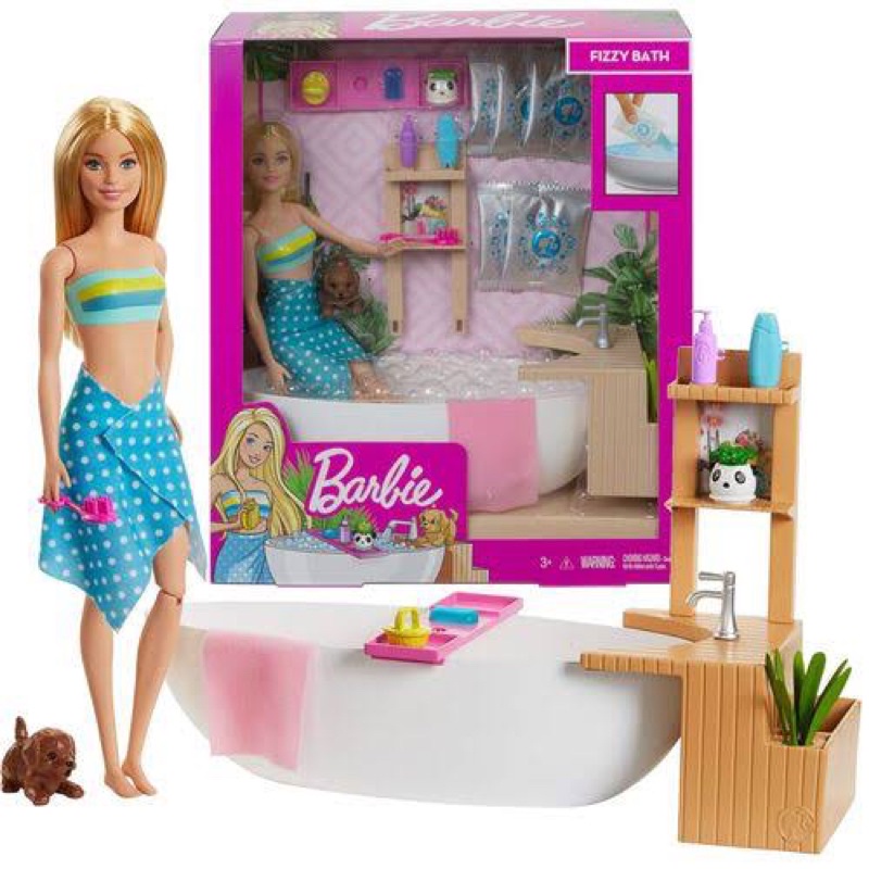 Barbie fizzy bath doll and playset sales