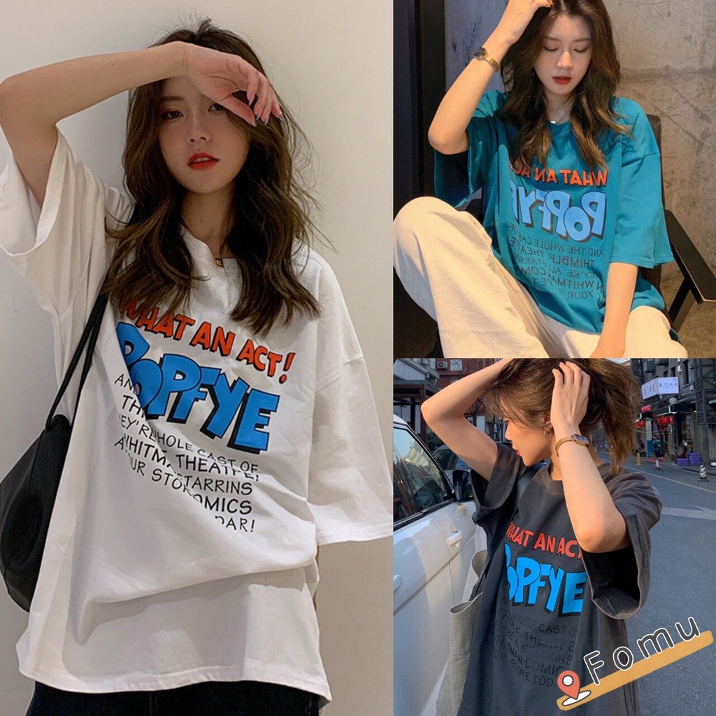 เสื้อยืดออลแมตช์fomu-เสื้อยืดpopfye-สไตส์เกาหลี-ตัวใหญ่-เสื้อยืดงานดี-เนื้อผ้าดี-ลายสกีน-e800