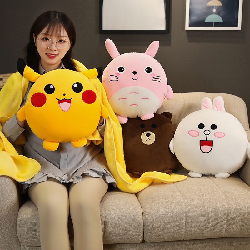 JFMM Pikachu HandTucking Pillow Blanket Office Nap Pillow Hand Warmer