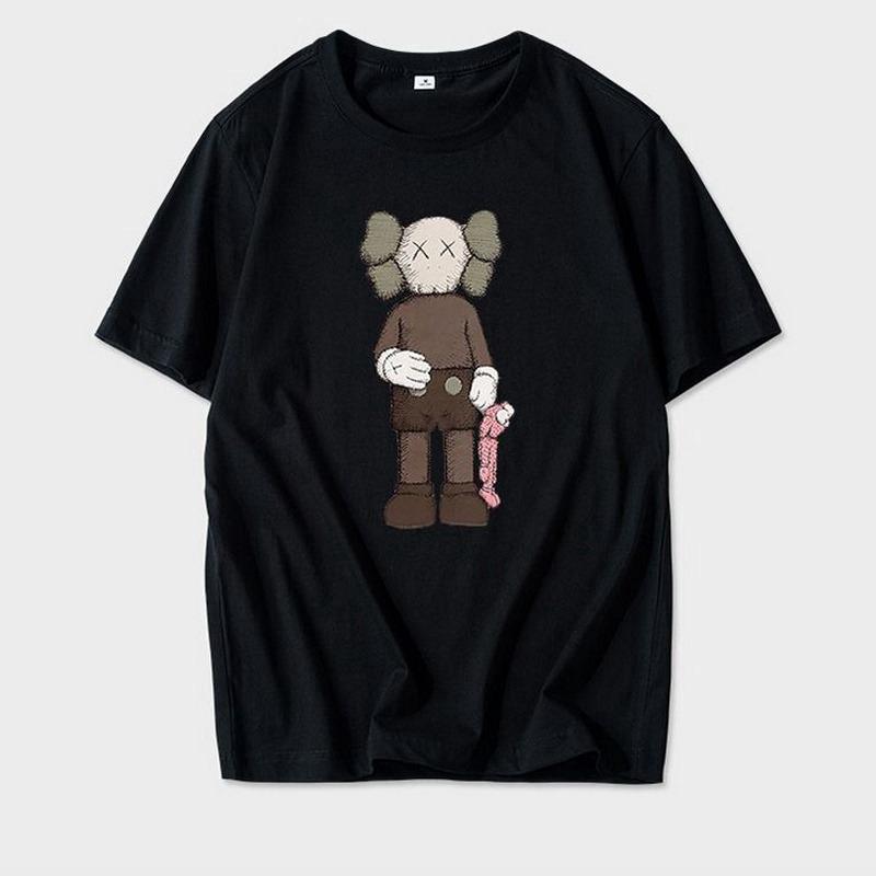 kaws uniqlo ผ้าฝ้าย เกาหลี เสื้อยืดสไตล์มินิมอล พิมพ์ เสื้อสีพื้นคอกลมแขนสั้น