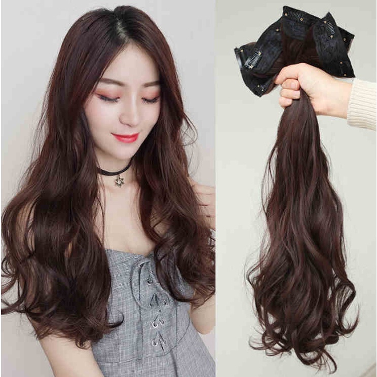 แฮร์พีช-ผมลอน-ราคาต่อ1ชิ้น-แบบกิ๊ฟหนีบ-ลอนสวย-ผมเหมือนจริง-นิ่ม-ดูเป็นธรรมชาติ-ใข้งานง่าย-ยาว-55cm-3เฉดสี