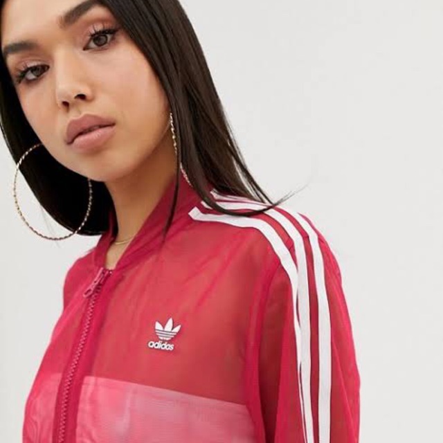 Adidas originals sleek mesh clearance tulle track jacket in pink