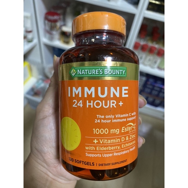 Nature's Bounty Immune 24 Hour+ 1000mg EsterC + Vitamin D & Zinc 120