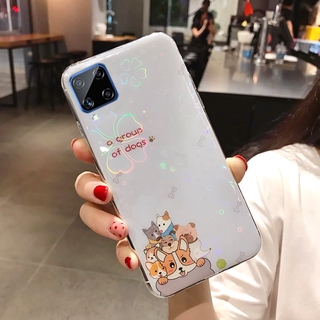 เคสโทรศัพท์ Samsung Galaxy A12 5G New Cute Cartoon Bear Silicone Colorful Cherry Blossoms Back Cover Phone Case SamsungA12 GalaxyA12 5G