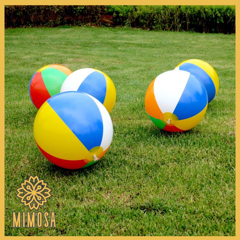 ภาพหน้าปกสินค้าMIMOSA ลูกบอลชายหาดแบบเป่าลมขนาด 26 ซม. ลูกบอลสีเป่าลม บอลเป่าลม ลูกบอลเด็กเล่น พร้อมส่ง