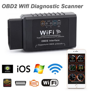 สินค้า 🌈（ส่งจากกทม）รถยนต์ตรวจจับความผิด ELM327 V1.5 OBD2 WIFI OBD เครื่องยนต์แสงเครื่องมือวิเคราะห์สำหรับ iOS และ Android