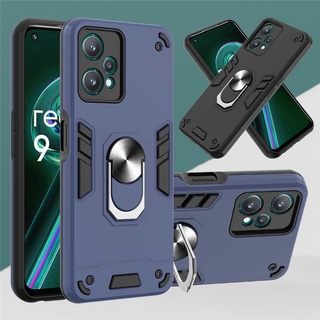 OPPO Realme 9 Pro 5G Reno 7 6 4G 5G Rugged Armor Case with Magnetic Car Mount Ring Holder Kickstand Absorbing Protective Cover