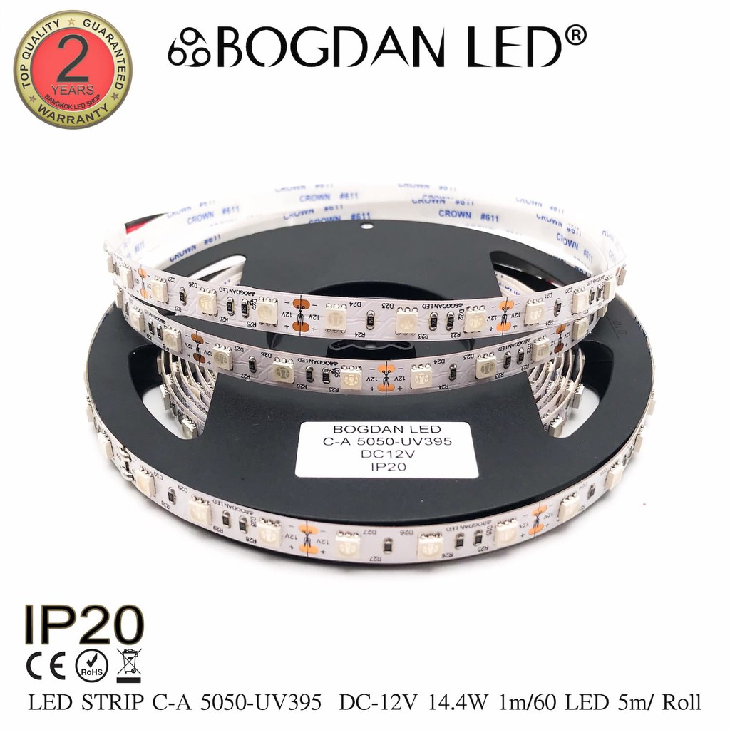 led-strip-c-a5050-uv-dc-12v-14-4w-1m-ip20-ยี่ห้อbogdan-led-แอลอีดีไฟเส้นสำหรับตกแต่ง-300led-5m-72w-5m-grade-a