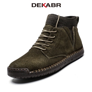 สินค้า Dekabr รองเท้าบูท หุ้มข้อ กันลื่น ผ้ากํามะหยี่ขนนิ่ม ให้ความอบอุ่น เหมาะกับใส่ทํางาน แฟชั่นฤดูใบไม้ร่วง และฤดูหนาว สําหรับผู้ชาย