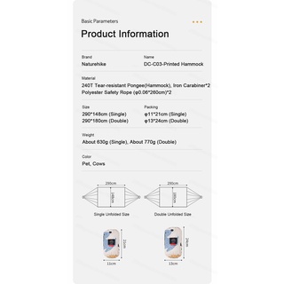 ภาพขนาดย่อของภาพหน้าปกสินค้าNaturehike เปลญวนพิมพ์ Ultralight Outdoor กว้าง Anti-rollover Swing Garden Leisure Camping สบายแบริ่ง 200kg จากร้าน mentalhike บน Shopee ภาพที่ 6