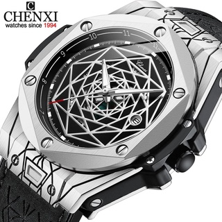 Chenxi นาฬิกาข้อมือควอตซ์แฟชั่น สายหนัง เรืองแสง กันน้ํา หรูหรา สไตล์นักธุรกิจ สําหรับผู้ชาย