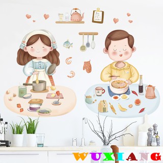 【wuxiang】สติกเกอร์คู่รักน่ารัก สติกเกอร์ตกแต่งห้องครัวที่อบอุ่น