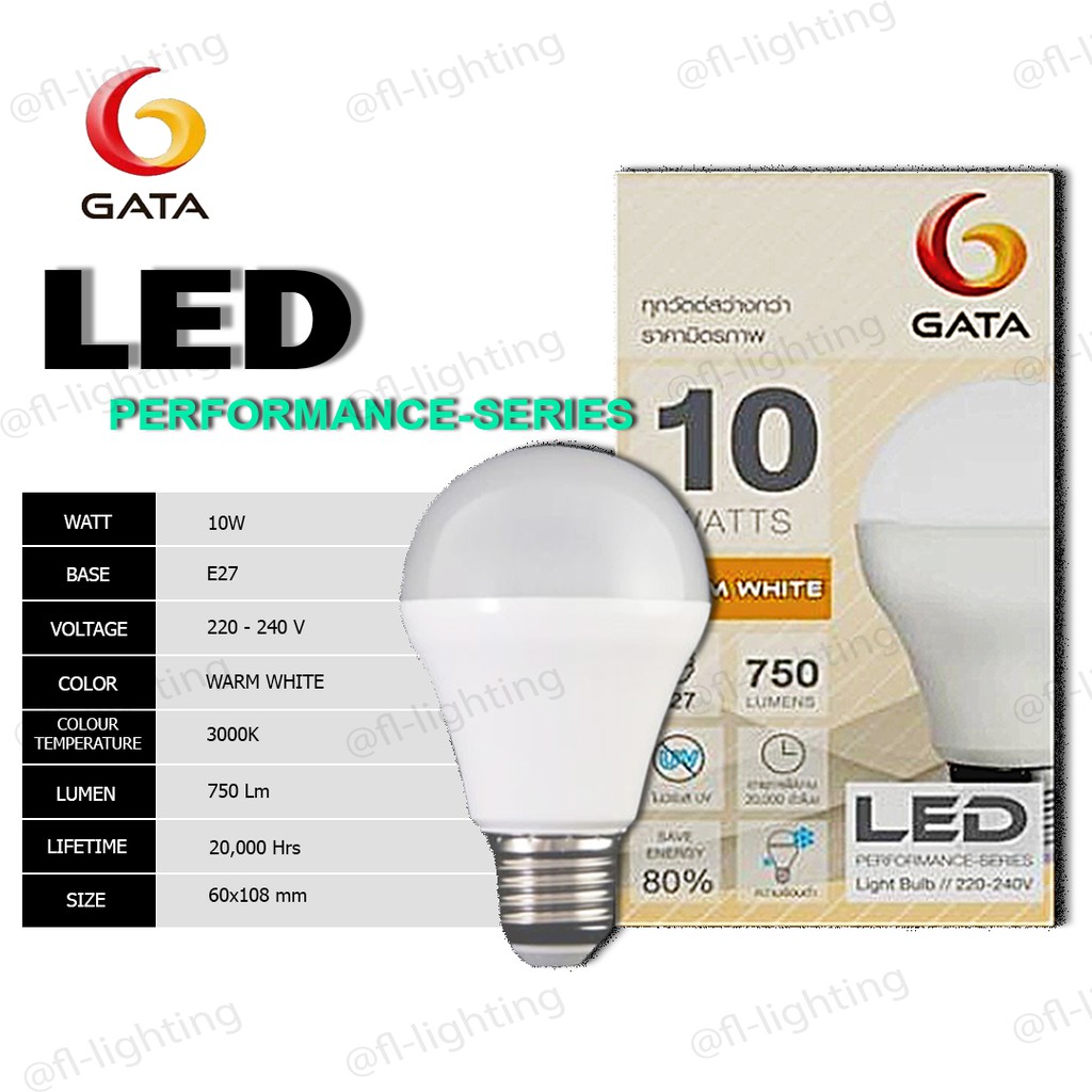 gata-performance-series-หลอดไฟ-led-ขนาด-10-วัตต์-และ-13-วัตต์-แสงวอร์มไวท์-ประหยัดไฟประหยัดจริง