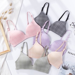 สินค้า สินค้าพร้อมส่งจากไทย💥Angle Bra 💥 (N322) บราไร้โครง สีพาสเทล ลายตาราง