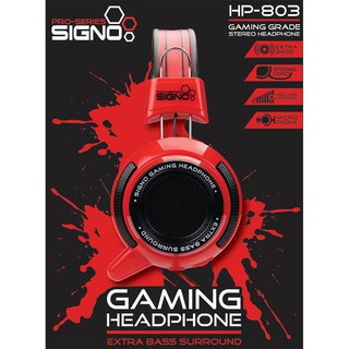 SIGNO GAMING HEADSET  หูฟังสำหรับเล่นเกมส์  หูฟังเฮดเซ็ท หูฟังราคาถูก รุ่น HP-803R RED สีแดง