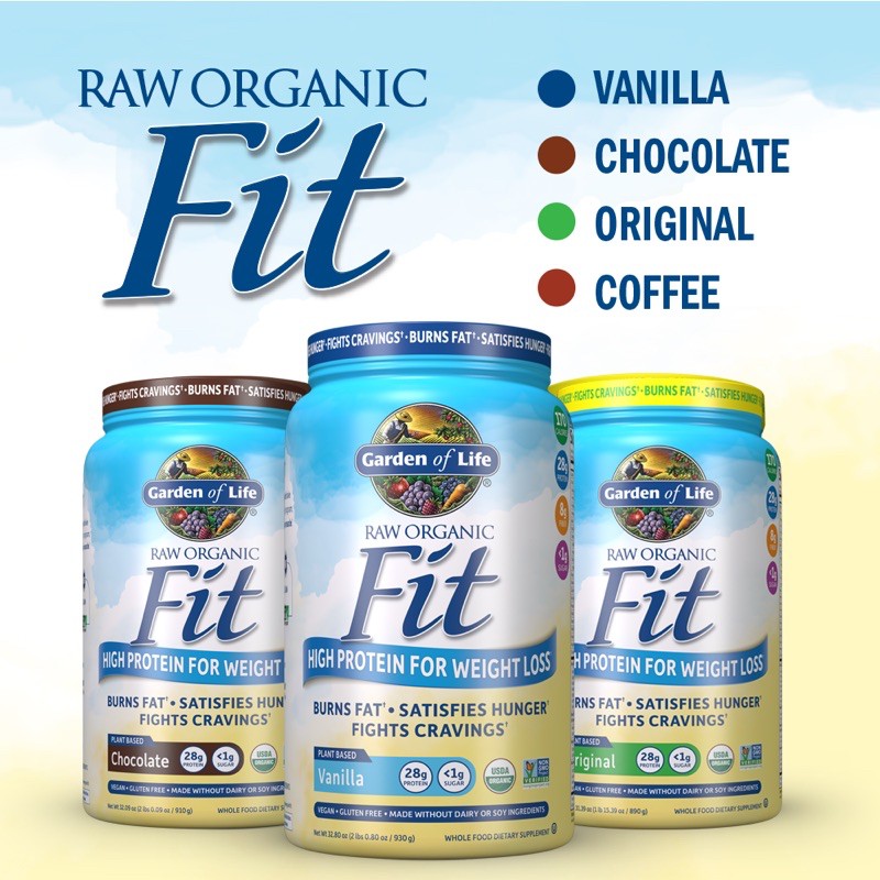ราคาและรีวิว3 Flavor  Garden of Life, RAW Organic Fit, High Protein for Weight Loss, Chocolate,