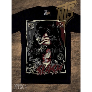 เสื้อยืดผ้าฝ้ายลายกราฟิกนุ่มสบาย NTS 04 GNR Slash ROCK วงดนตรี พิมพ์สกรีนระดับพรีเมียม ผ้าหนา นุ่ม