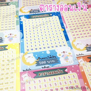 สินค้า ตารางออมเงิน ขนาด A6 ลายการ์ตูนน่ารัก s4 พร้อมส่ง